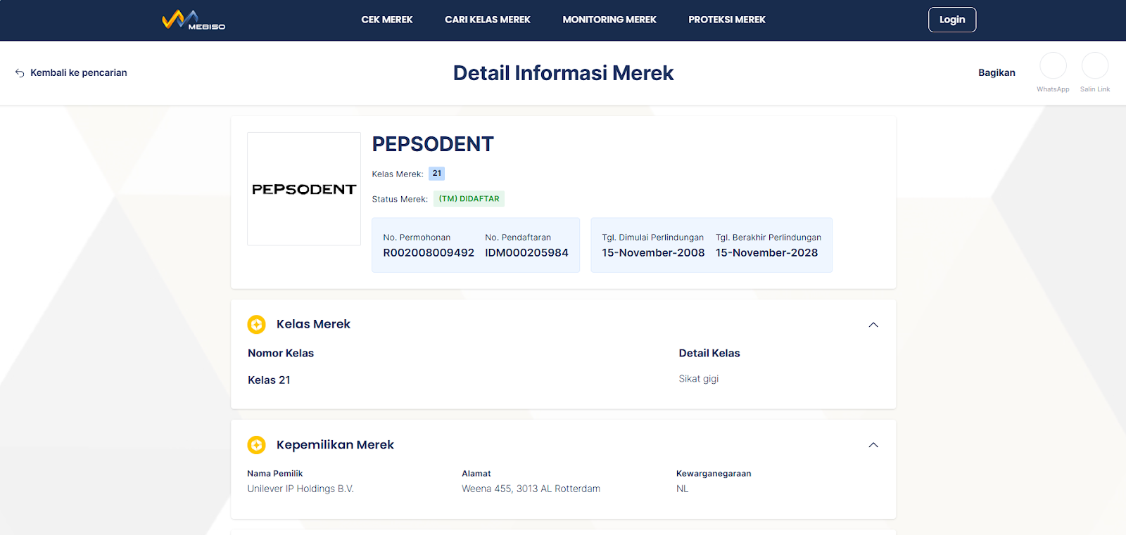 merek pepsodent terdaftar