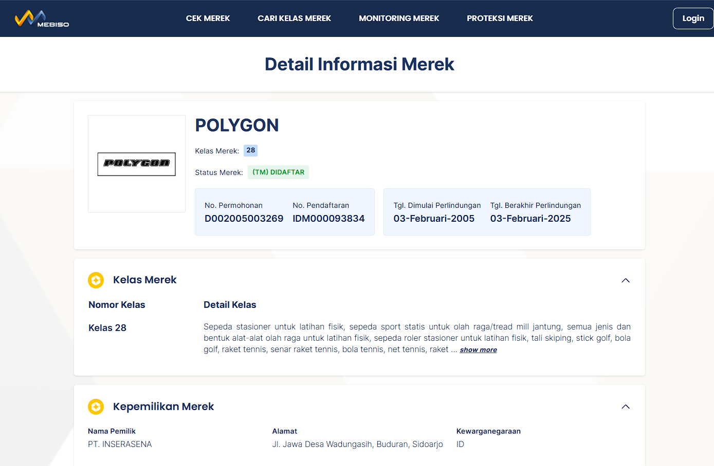 merek polygon terdaftar di haki