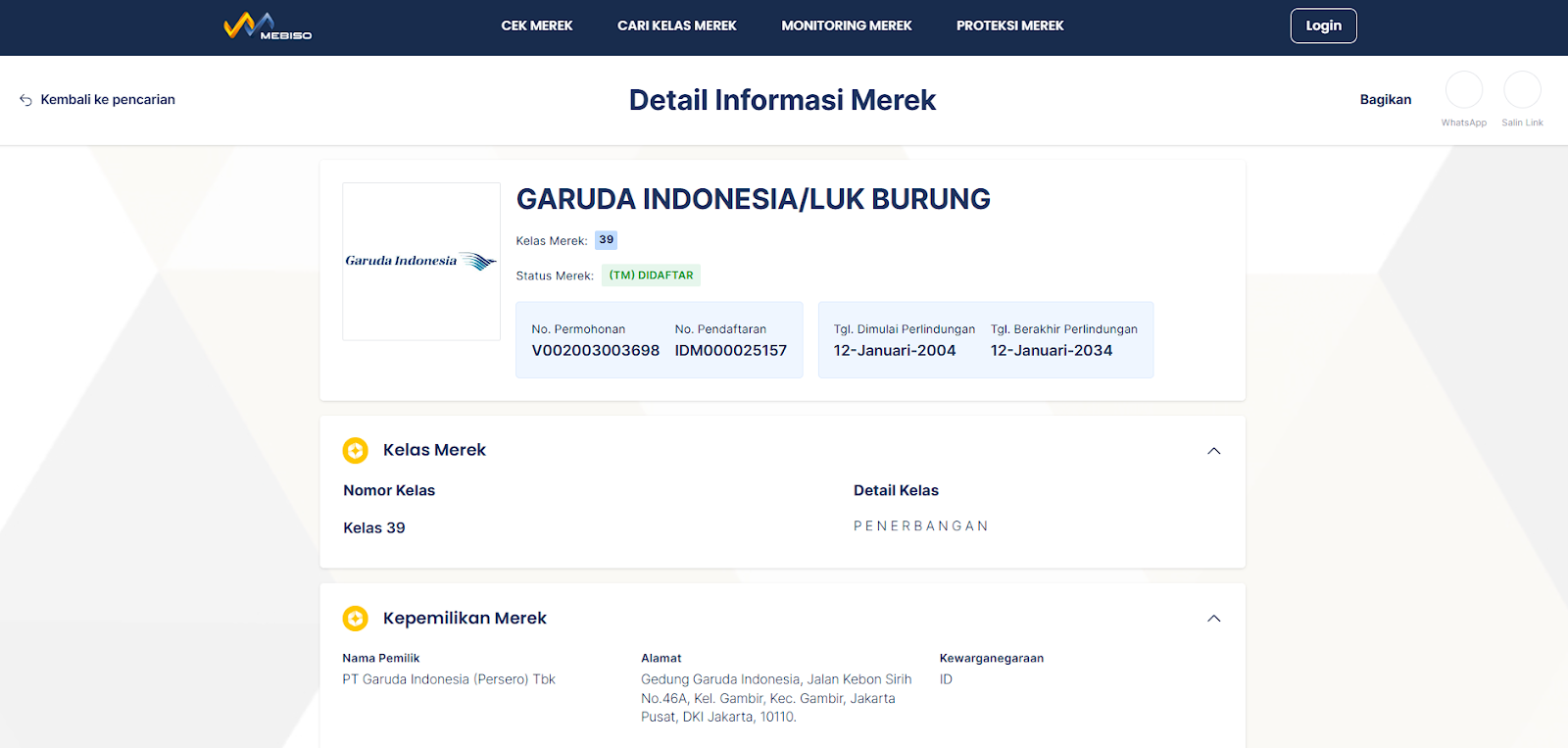 merek garuda terdaftar