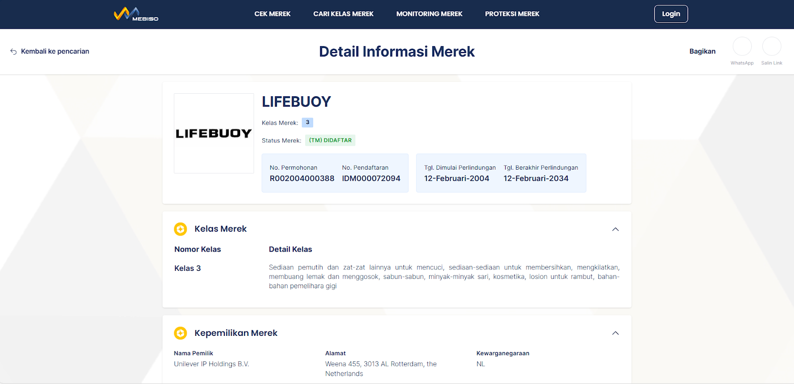 merek lifebuoy terdaftar