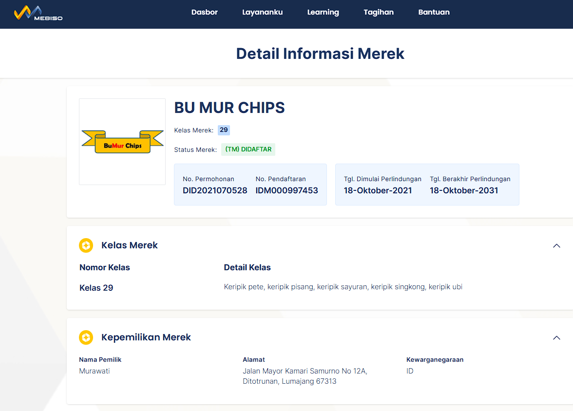 contoh umkm bu mur chips terdaftar