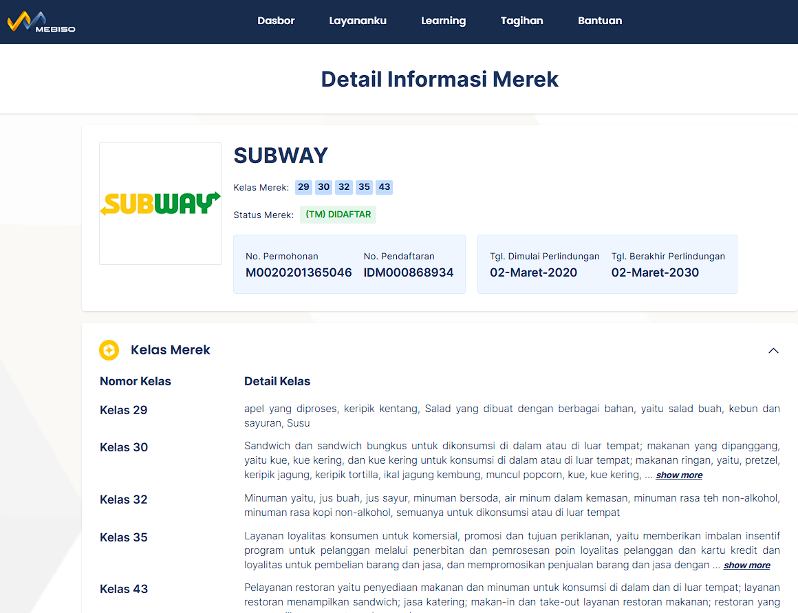 merek makanan subway