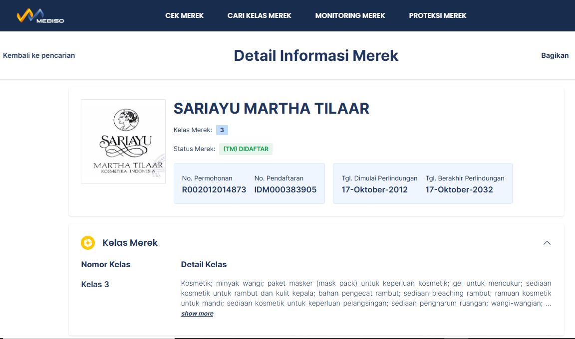 Contoh Brand Kosmetik dengan Merek Terdaftar