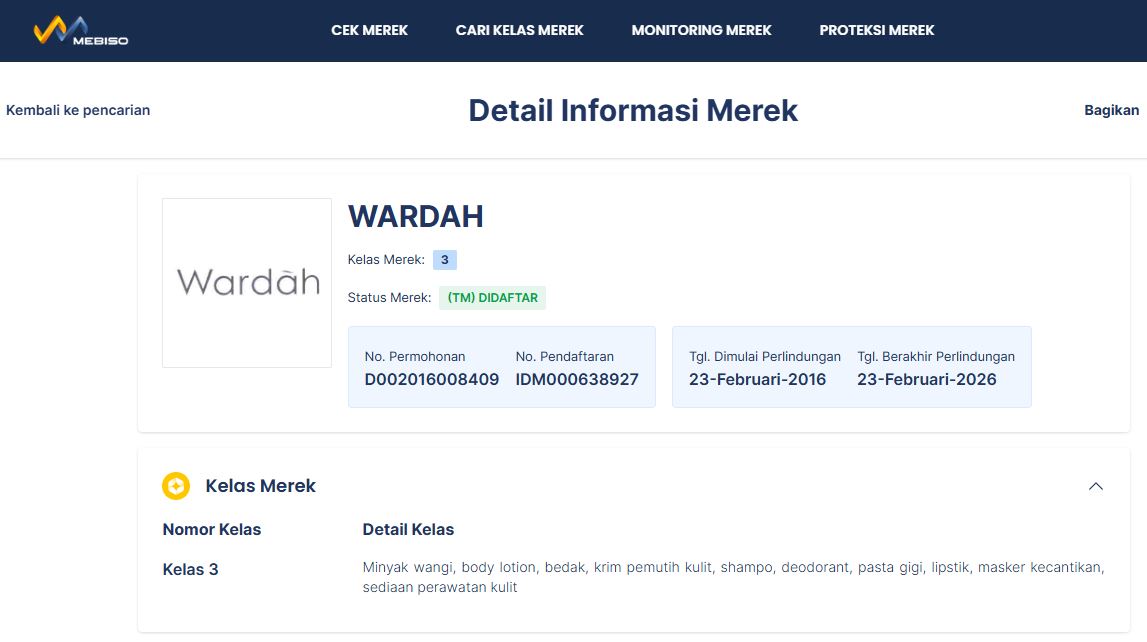 Contoh Brand Kosmetik dengan Merek Terdaftar