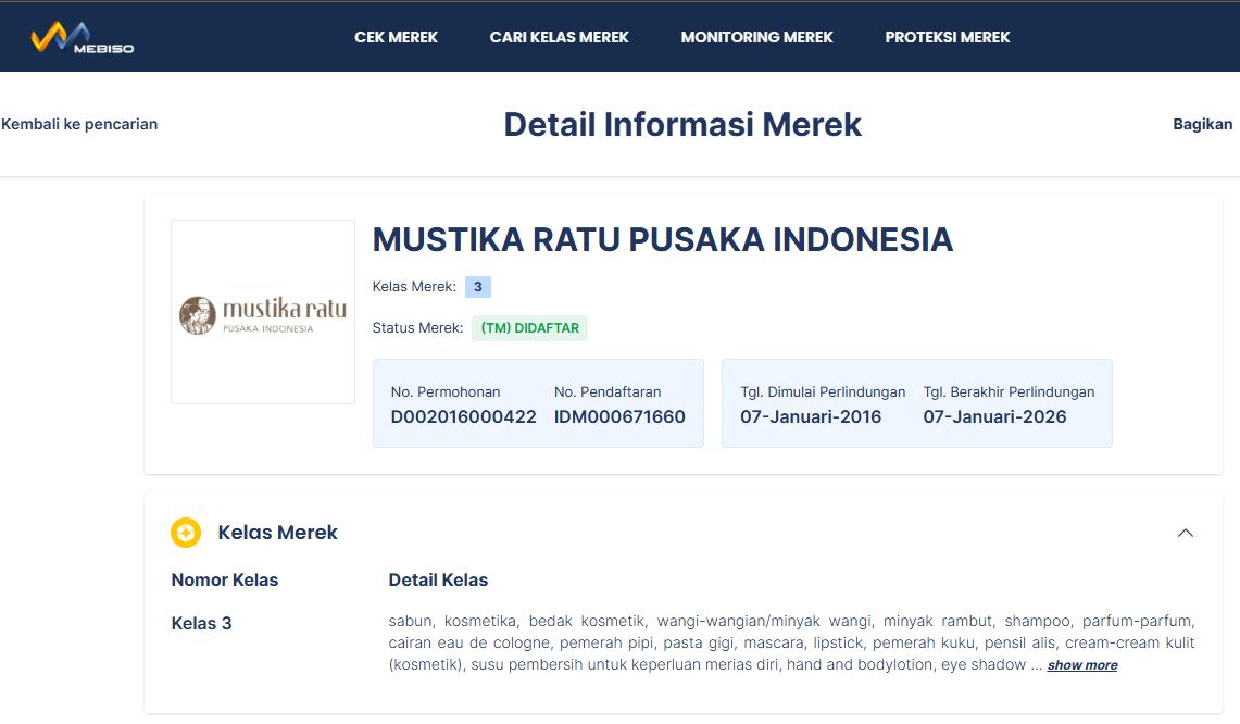 Contoh Brand Kosmetik dengan Merek Terdaftar