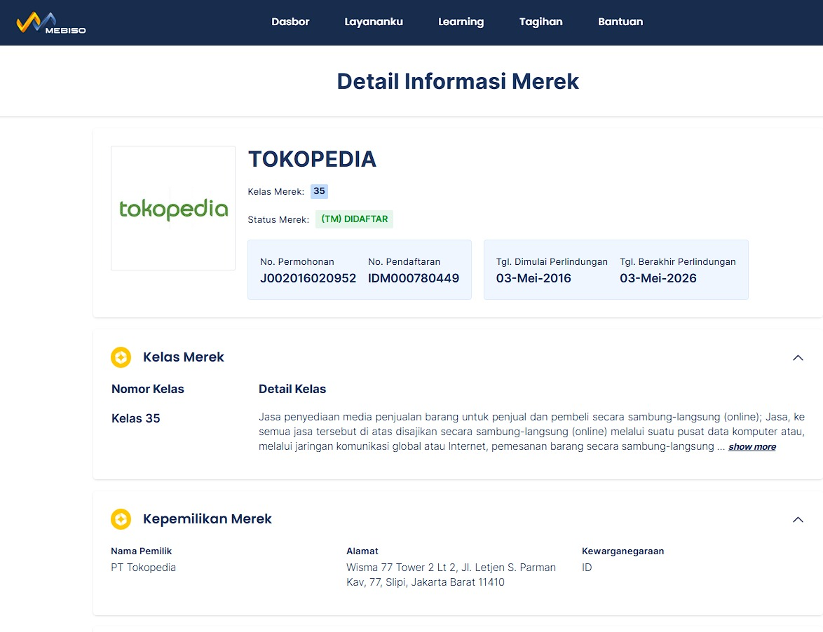 contoh merek tokopedia