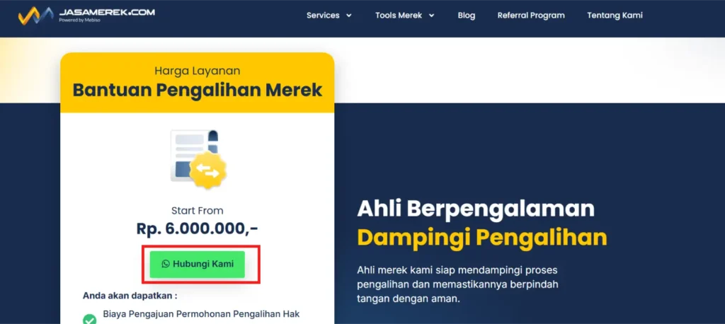 harga pengalihan hak merek